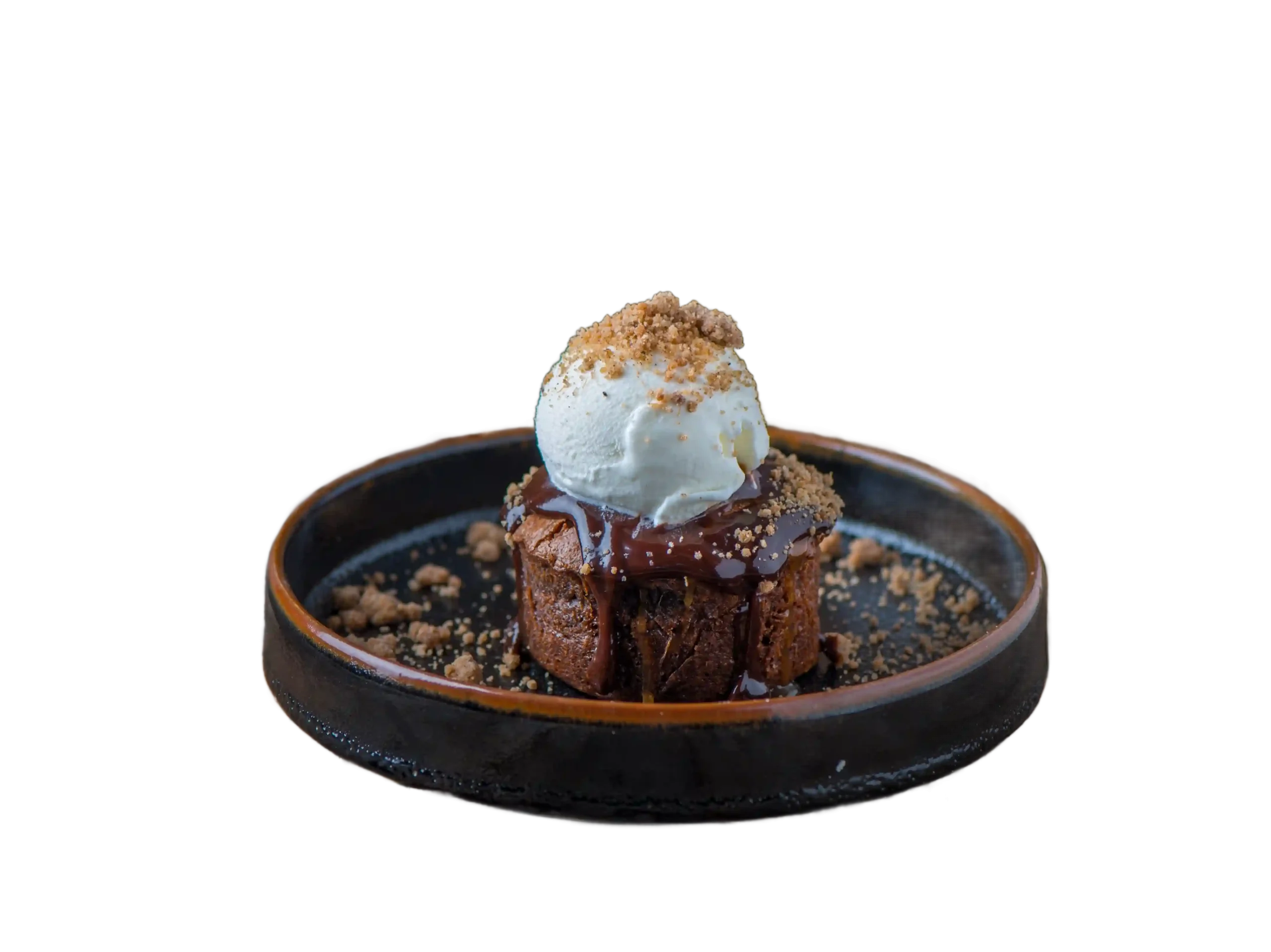 Coulant de chocolate acompañado de helado