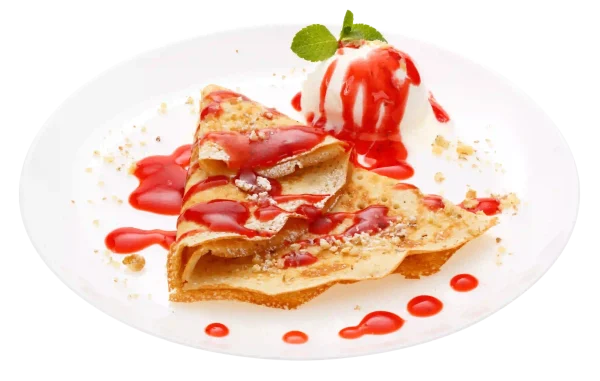 Creps con helado y sirope La Ibense 1892