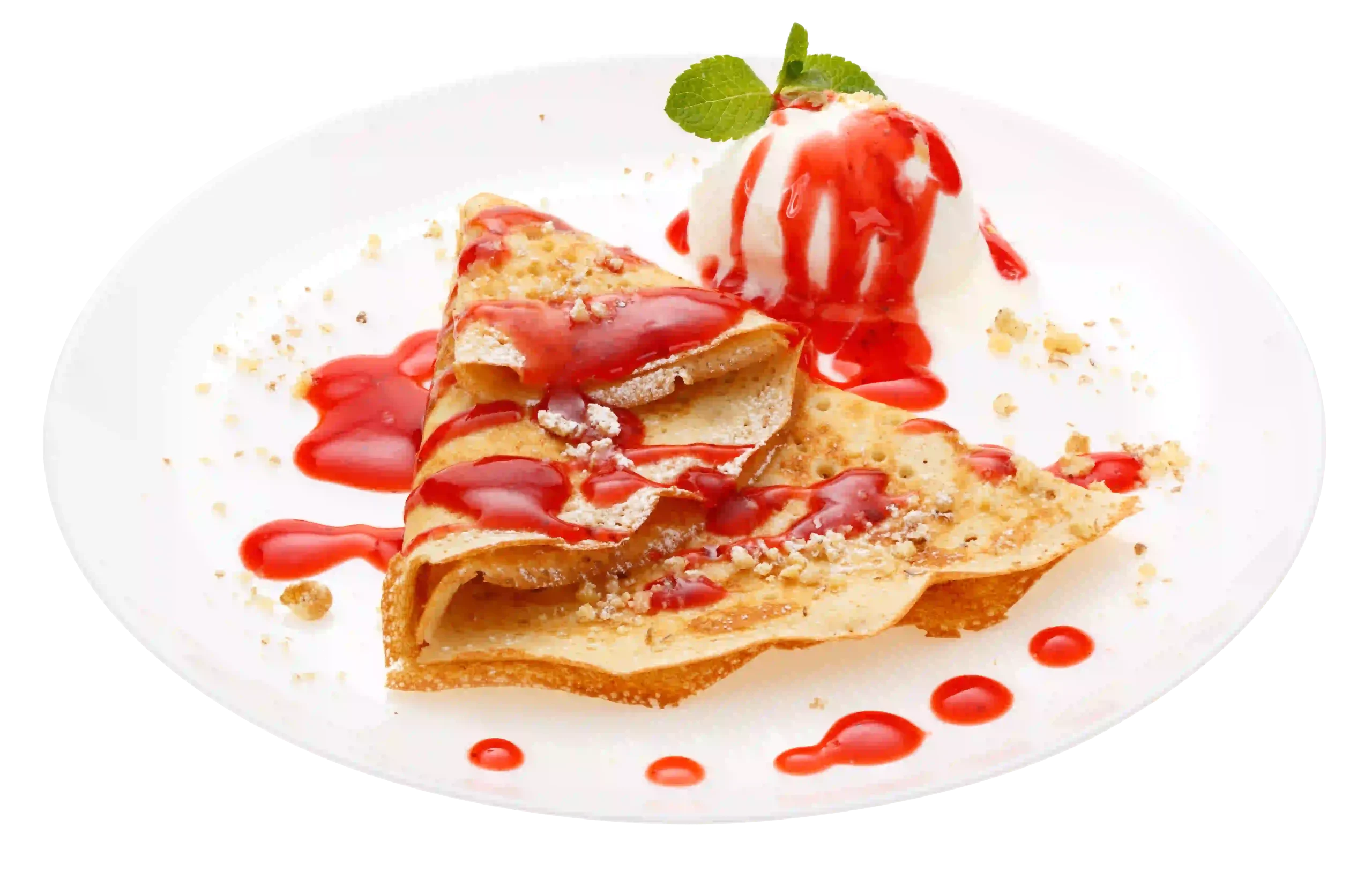 Creps con helado y sirope La Ibense 1892