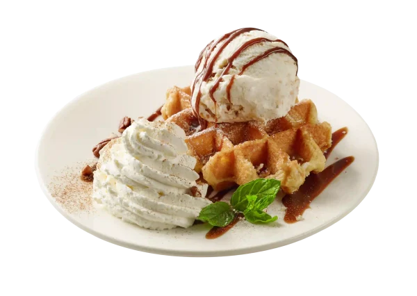 Gofre servido con helado La Ibense 1892