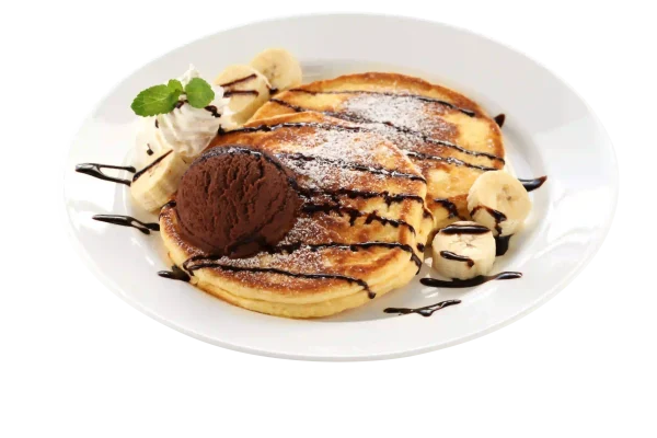 Tortita americana con helado y toppings La Ibense 1892