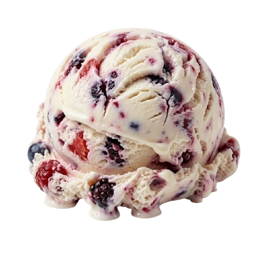 Bola de helado sabor frutas bosque con yogur La Ibense 1892
