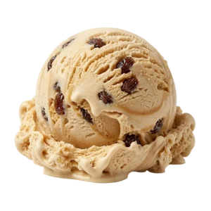 Bola de helado sabor ron y pasas La Ibense 1892