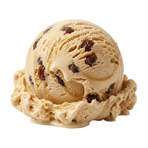 Bola de helado sabor ron y pasas La Ibense 1892
